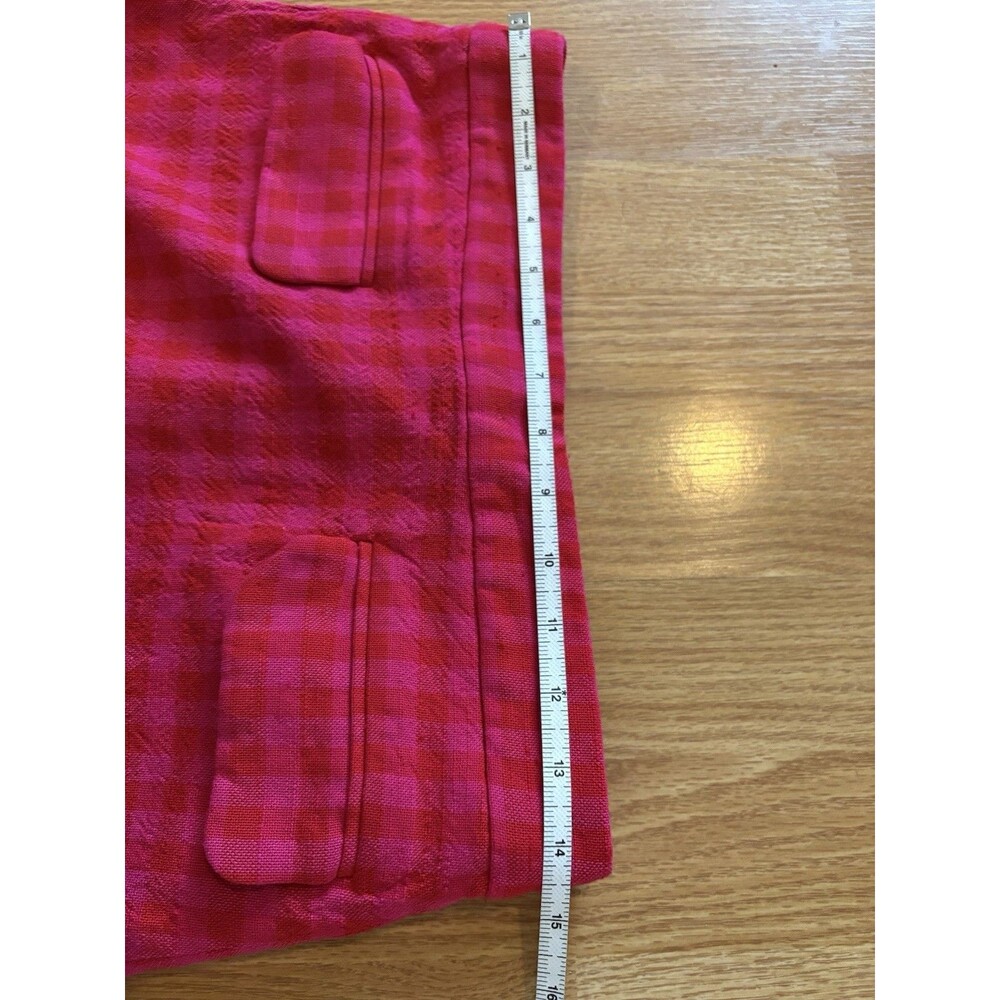 J Crew Pink Gingham Flap Front Pocket Mini Skirt Size 4 - Picture 4 of 5